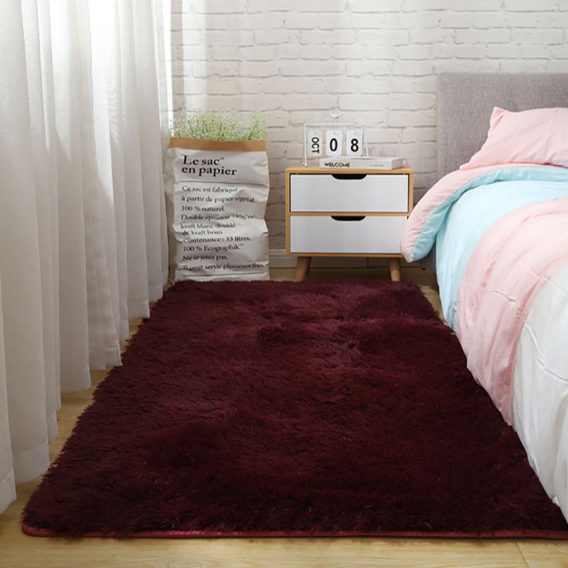 Natural Plain Shag Carpet Polyester Area Rug Stain Resistant Indoor Carpet for Adults Bedroom