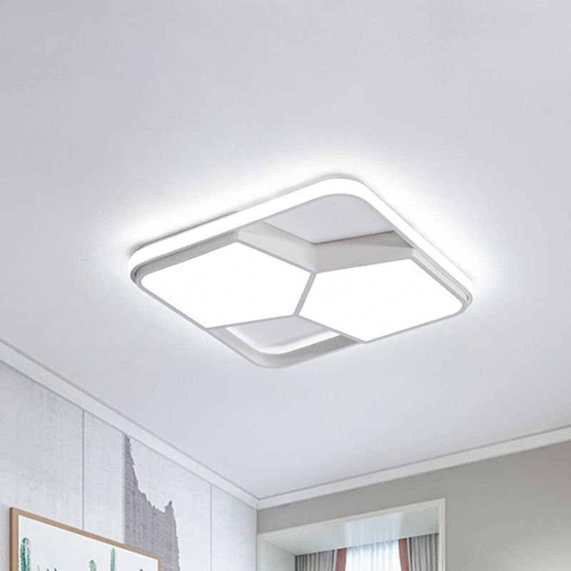 LED Geometric Ceiling Light Fixture Contemporary Black/White Acrylic Flush Mount Lamp in Warm/White Lighting for Bedroom