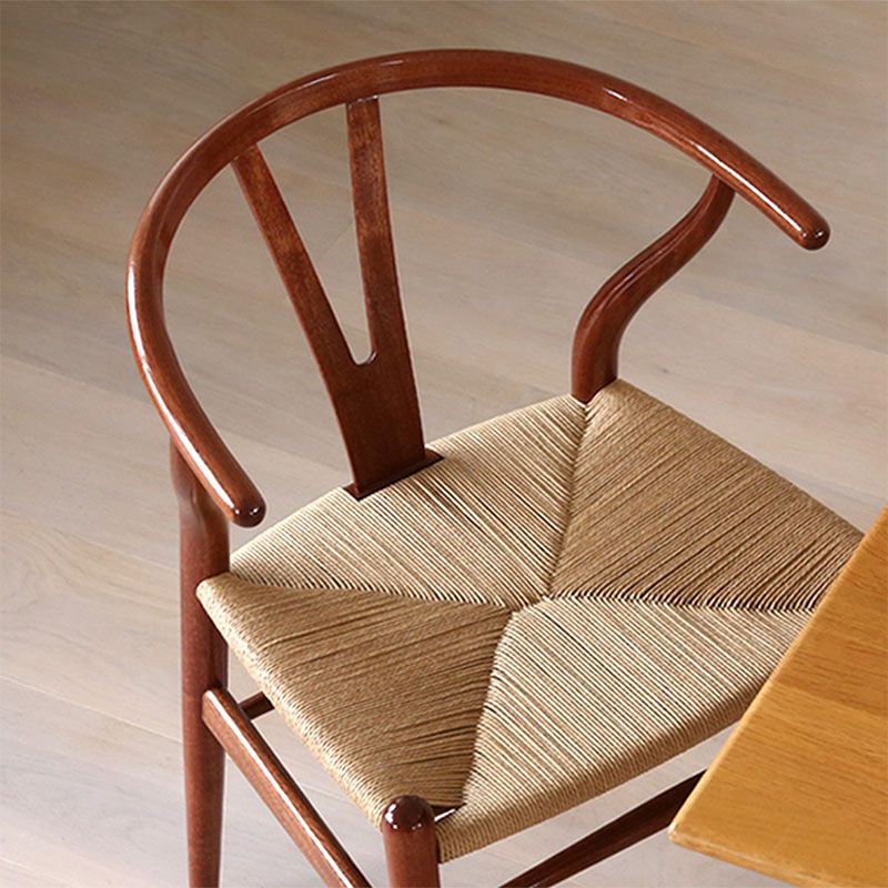 Contemporary Wood Dining Room Chair Wicker Single Dining Chair for Home Use