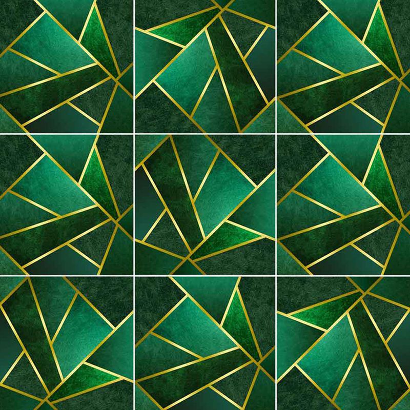 Geometric Adhesive Wallpaper Panels for Kitchen 4.3-sq ft Wall Covering in Green