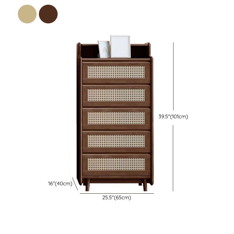 25.6" W Rattan Accent Chest in Rubberwood with Storage Drawers