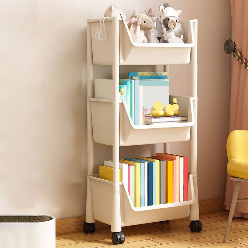 Contemporary Plastic Bookshelf White Standard Shelf Bookcase for Study Room