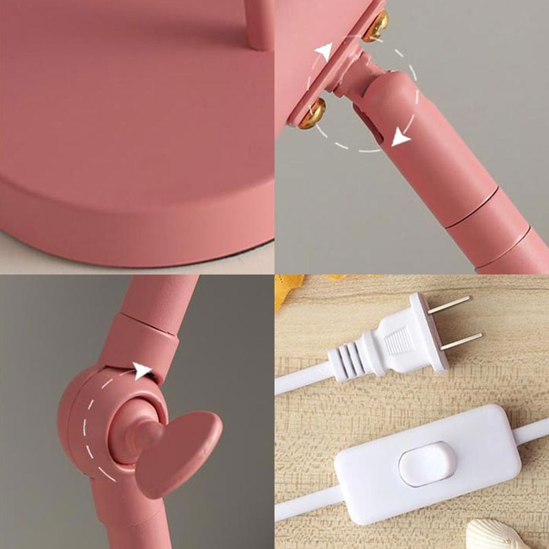 Swing Arm Table Light Macaron Iron 1 Bulb Kids Bedroom Night Lamp with Bell Shade