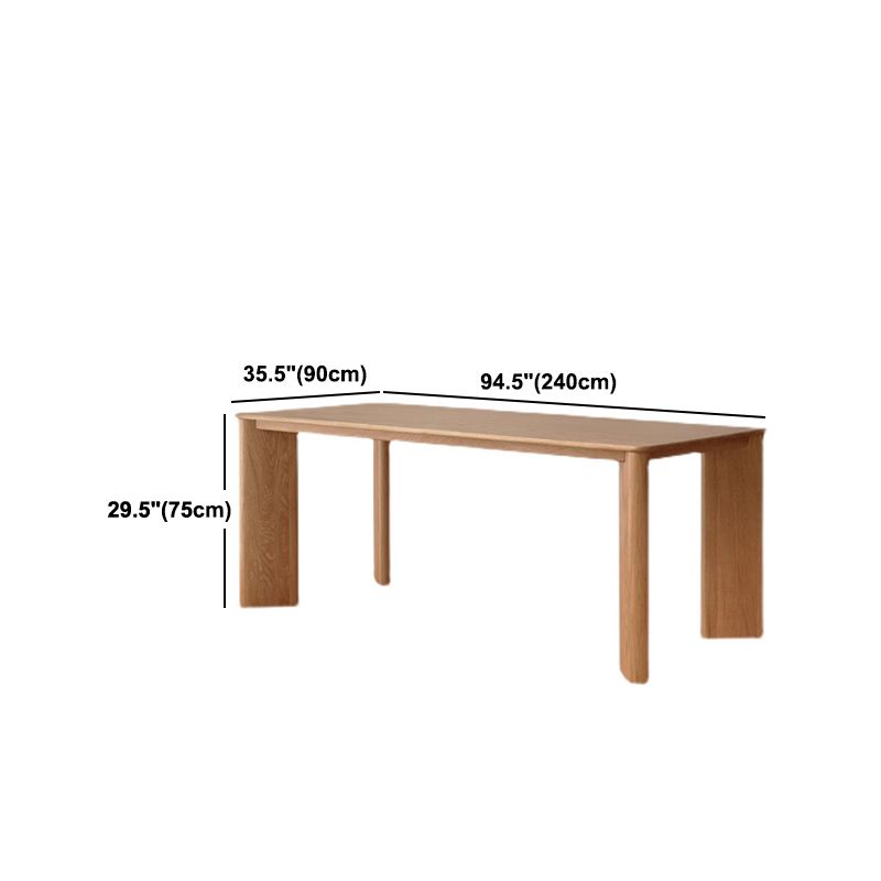 Solid Wood Contemporary Dining Table Rectangle Natural Table with 4 Legs