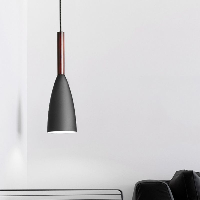 Lampada a sospensione del soffitto a cupola allungata Metallo Nordico 1 testa di ciondolo nero/bianco/grigio per sala da pranzo