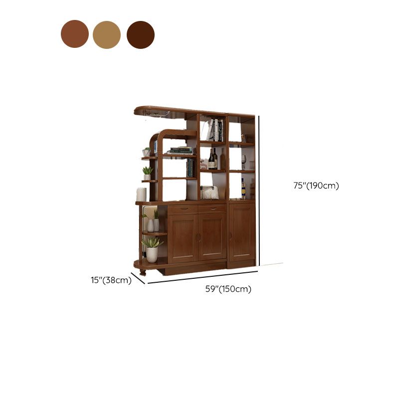 Contemporary 2-drawer Solid Wood 74.8" Tall Accent Cabinet with Doors