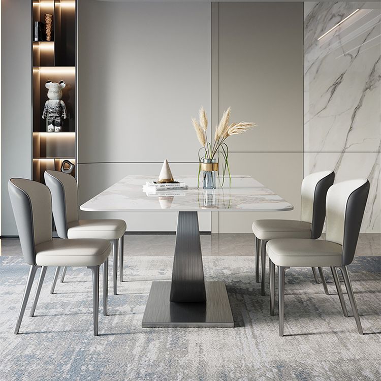 Nordic 1/4/5/7 Pieces Rectangle Dining Set Sintered Stone Top Table with Leather Chairs