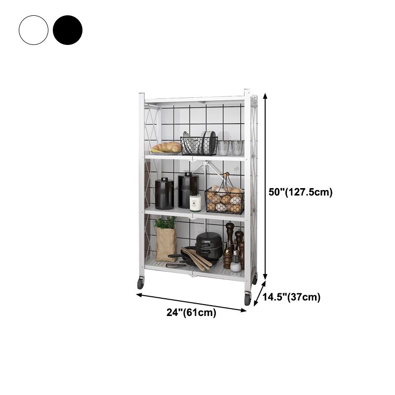 Industrial Folding Steel Etagere Bookshelf Open Bookshelf with Caster Wheels