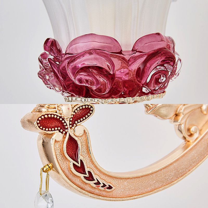 Blütenmilchglas Wandleuchter Vintage Style 1/2-Light Messing Finish Wandhalterung Licht mit klarer Kristalldekoration