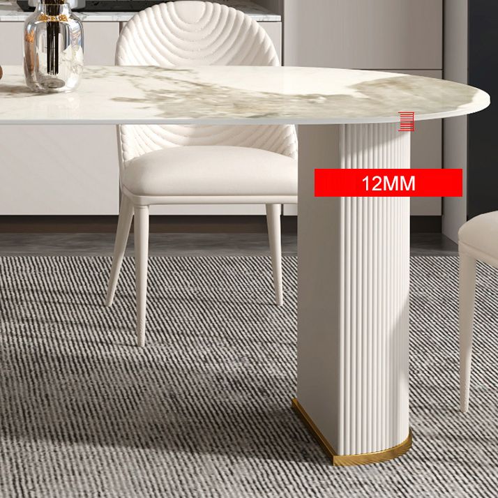 Modern Freeform Dining Table Sintered Stone Table with Double Pedestal