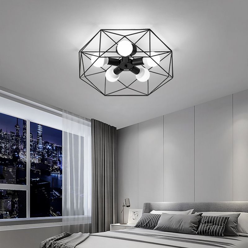 Retro Flush Mount Ceiling Light Caged Ceiling Lamp for Bedroom