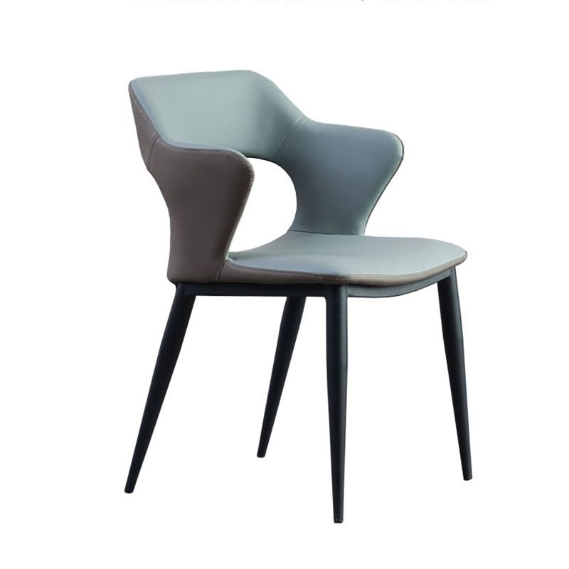 Industrial Faux Leather Side Chair Arm Open Back Side Chairs