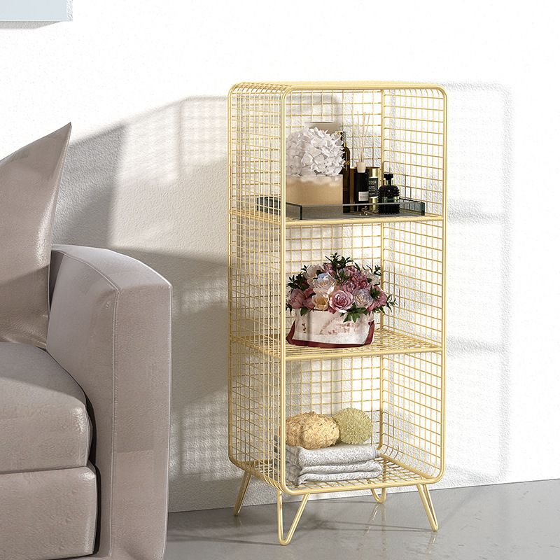 Contemporary Iron Standard Bookshelf Vertical Closed Back Bookcase for Home
