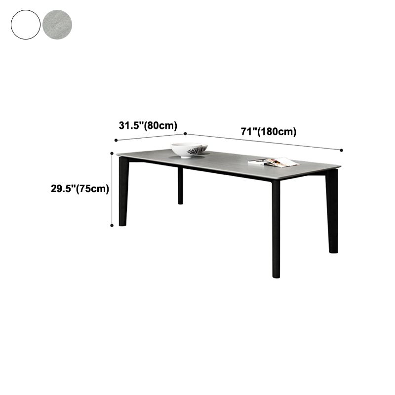 Mid-Century Modern Dining Table Rectangle Stone Dining Table with 4 Legs