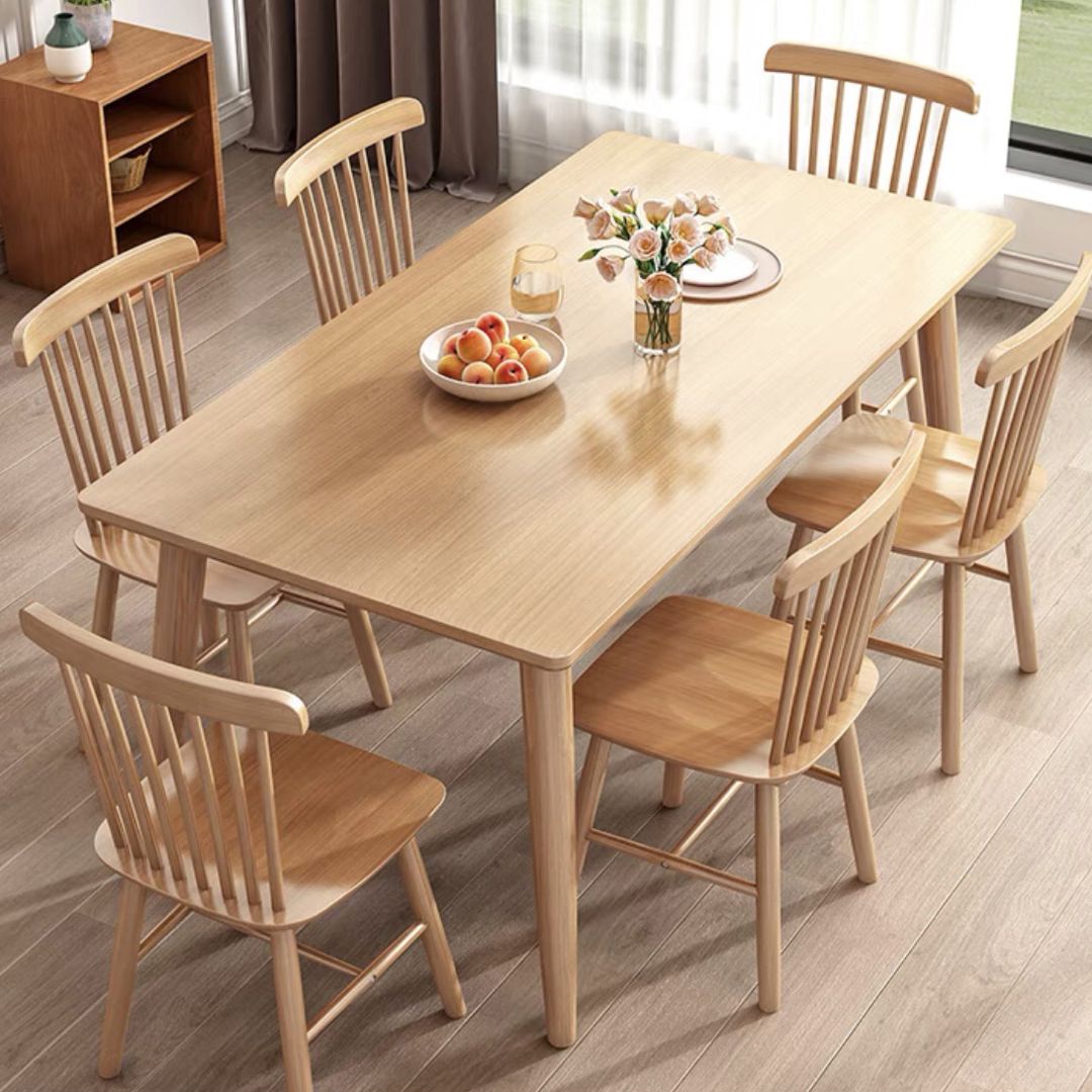 Minimalist Style Solid Wood Dining Table Set of Rectangle Shape Formal Dinette Set
