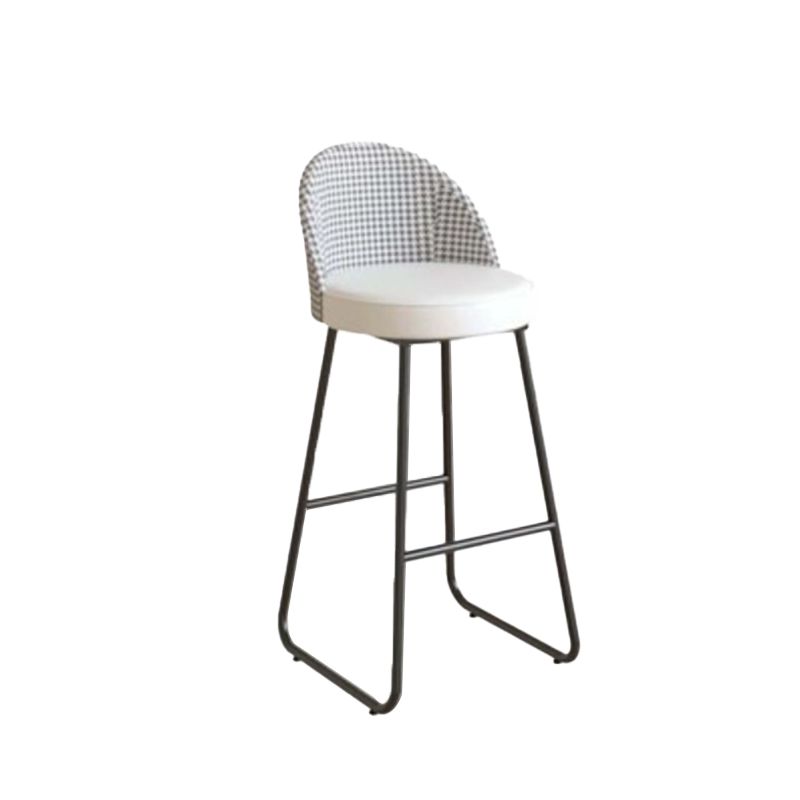 Industrial Leather Counter-height Stool Footrest Shop Dining Stool with Metal Base