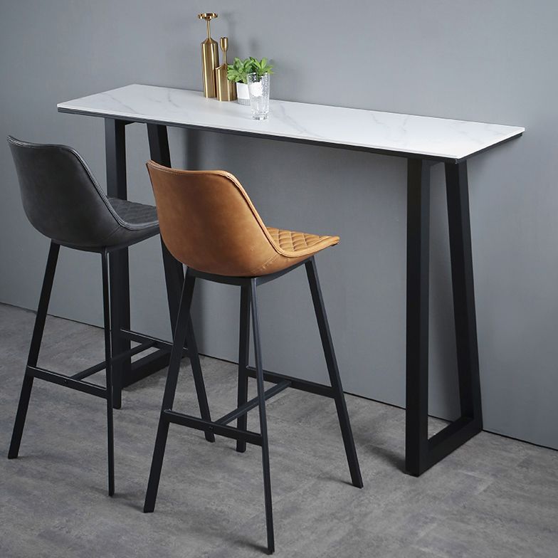 Industrial Rectangle Indoor Bar Dining Table White Stone Bistro Table Fixed Table