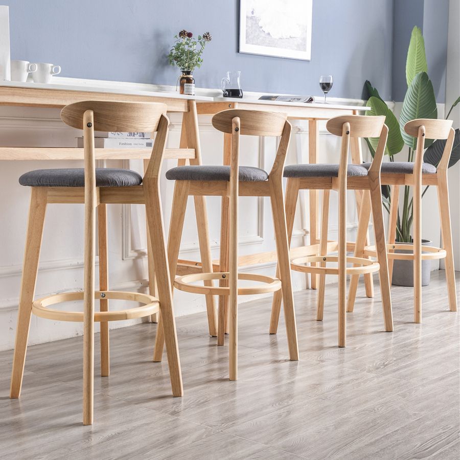 Moderner Tresenhocker ohne Armlehnen, Holz-Haushalts-Barhocker mit Kissen und Pedal