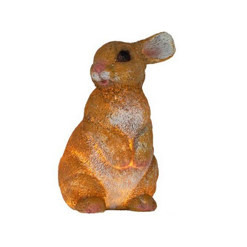 Brown Rabbit Shape LED Stake Light Modern Style Resin Solar Lawn Lighting for Courtyard, 1 Pc