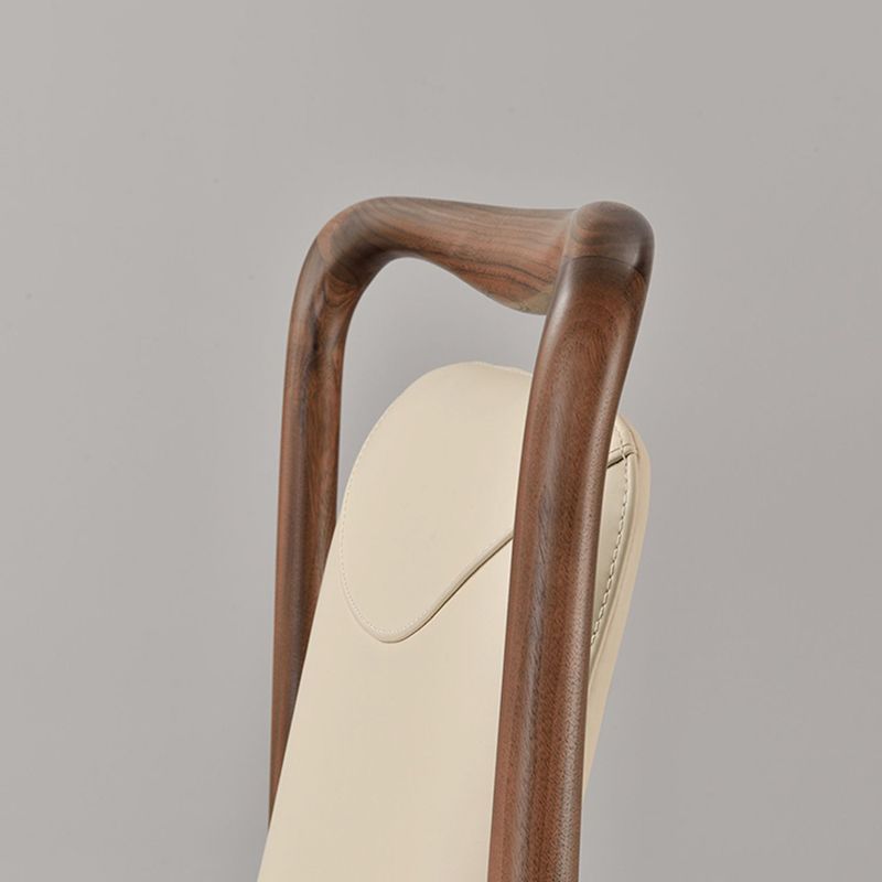 Dining Room Contemporary Walnut Wood Upholstered Solid Back Dining Chair