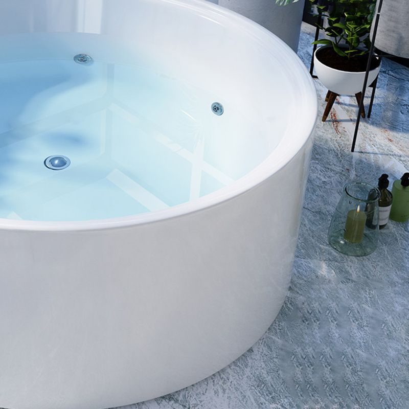 Round Freestanding Soaking Bathtub Modern Acrylic-Fiberglass White Bathtub