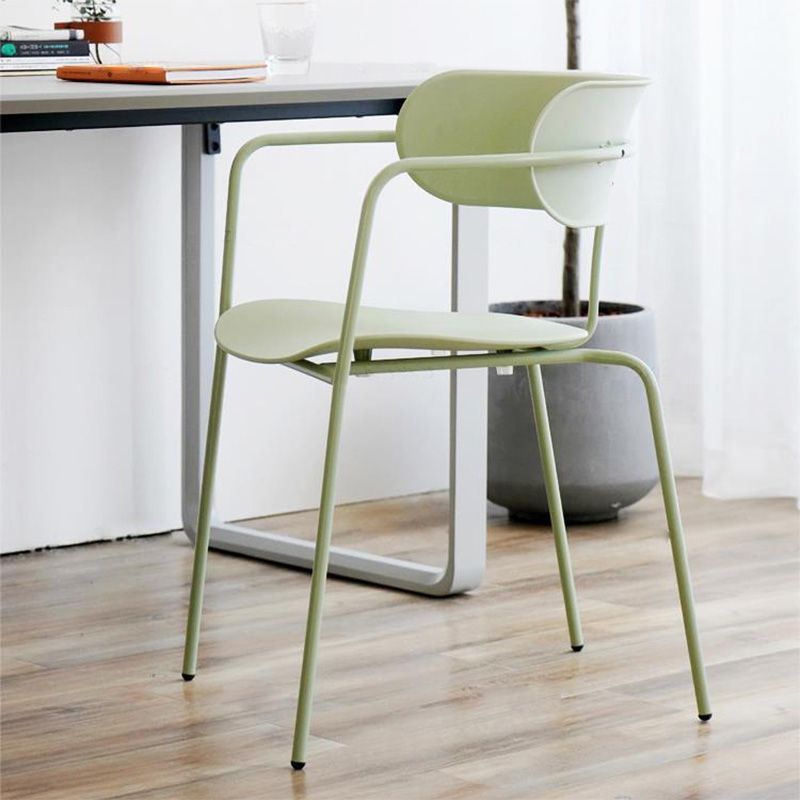 Contemporary Metal Dining Room Chair Arm Open Back Dining Side Chair for Dining Room