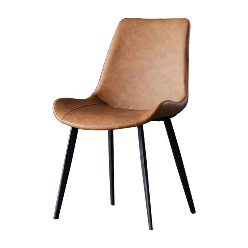 Contemporary Armless Dining Chairs Matte Finish Leather Curved Parsons Side Chair
