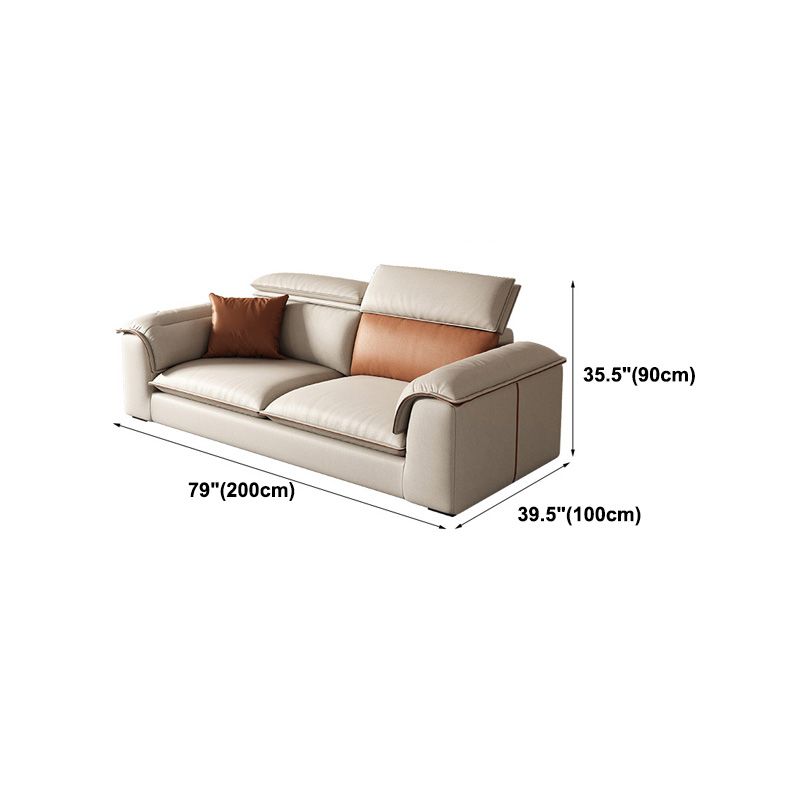 Beige Faux Leather Sectional Sofa Stain-Resistant Sofa for Living Room