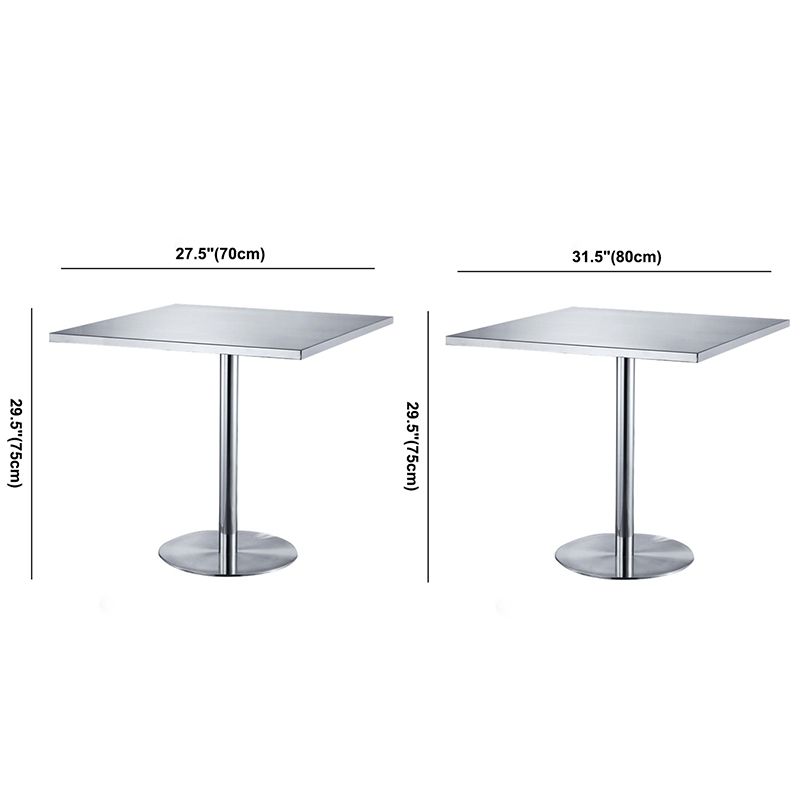 Industrial Style Stainless Steel Dining Table Square Table for Dinning Room