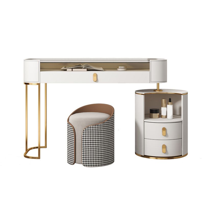 Contemporary 3 Drawer Vanity Dressing Table Glass Top Makeup Vanity Desk