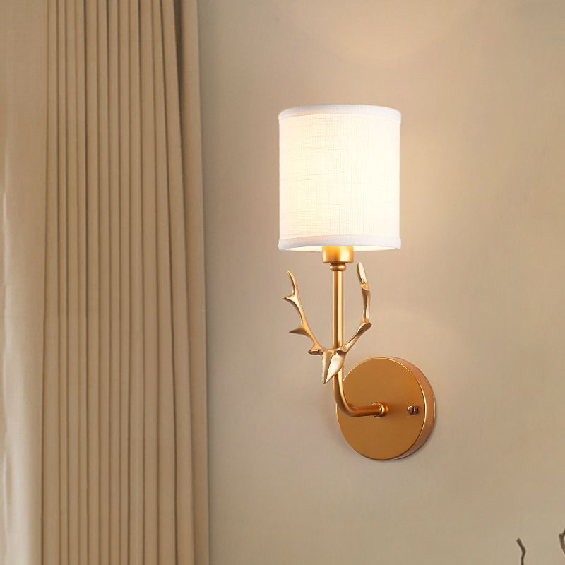 Cilindro de tela Luz de montaje de pared Minimalismo de la sala de estar 1 luces Iluminación de pared con acento de ciervos