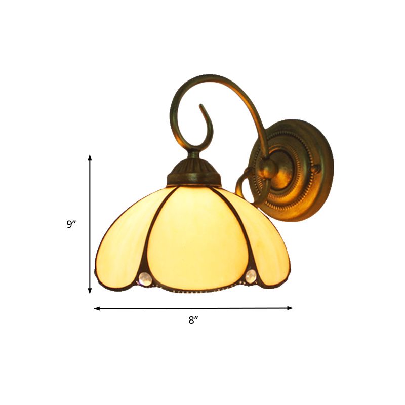 Art Glass Petal Wall Light One Light Tiffany Traditional Wall Lamp in Beige for Kitchen