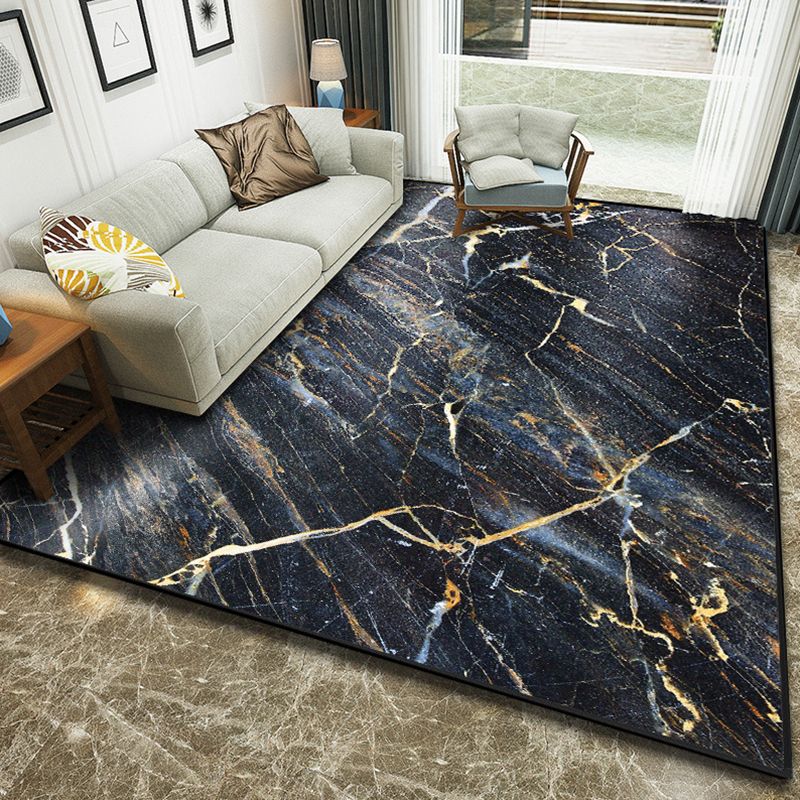 Art Deco Nordic Rug Multi Color 3D Marble Print Carpet Anti-Slip Stain Resistant Pet Friendly Rug for Great Room