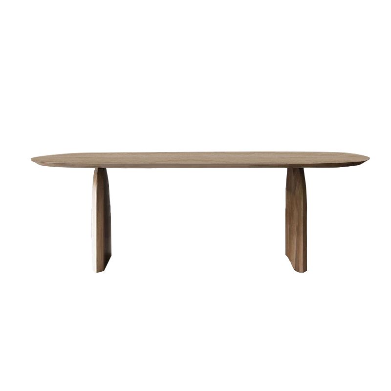 Oval Double Pedestal Modern Dining Table Fixed Table with Pinewood