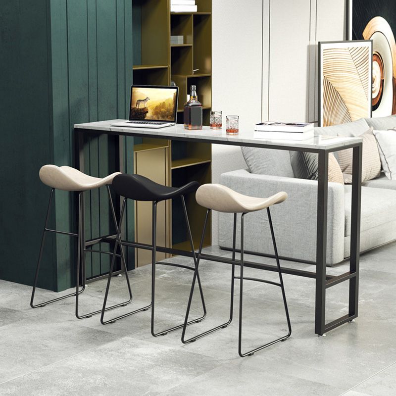 Industrial Style Rectangle Bar Table Faux Marble Bar-Height Bar Dining Table