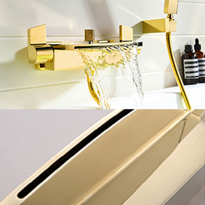 Wall Mounted Metal Freestanding Tub Filler Two Handles Freestanding Faucet