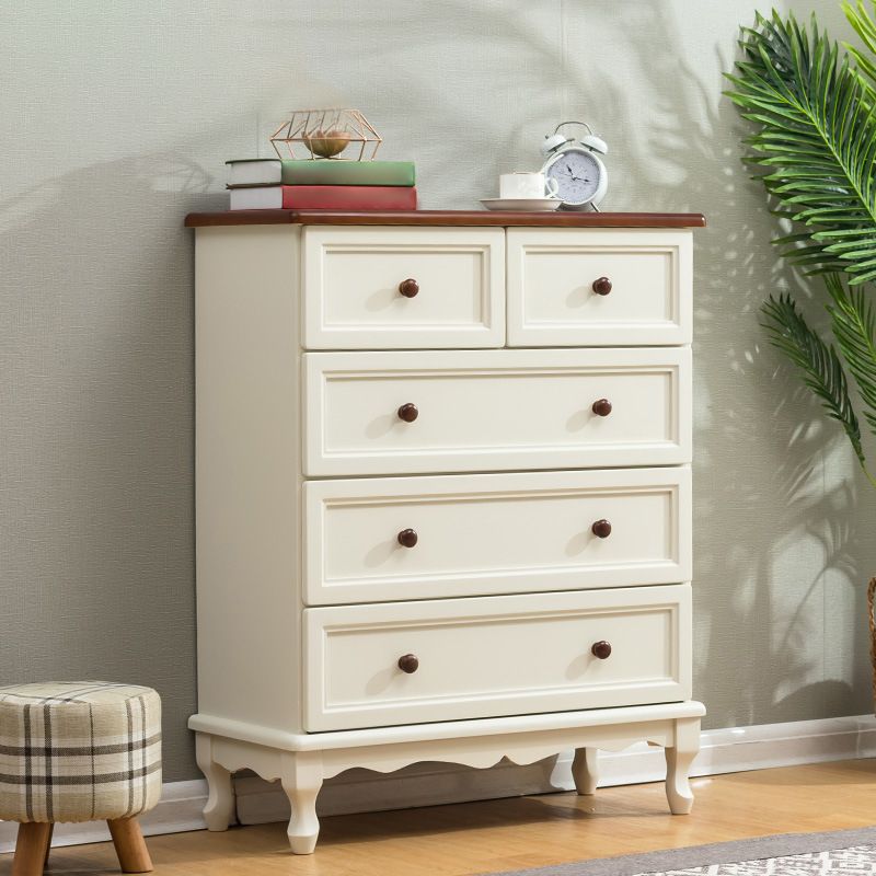 Mid-Century Modern Accent Chest with 5 Drawers Storage Cabinet