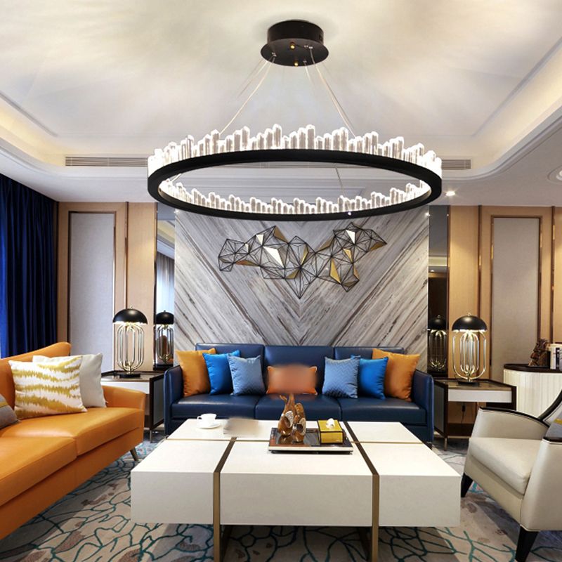 Nordic Geometric Chandelier Crystal Single Light LED Chandelier Pendant for Living Room