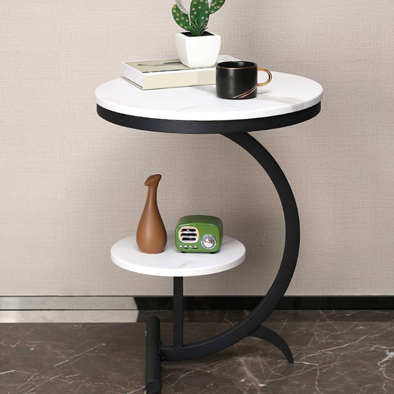 Mid-Century Round End Table,Abstract Solid Wood Gloss End Table C Side Table