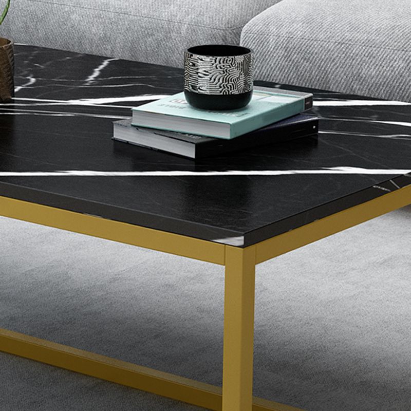 17.7" Tall Modern Steel Trestle Base Rectangular Wood Top Coffee Table