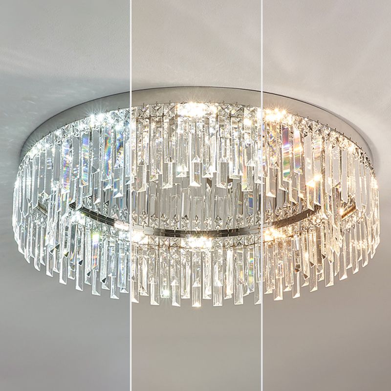 Modern Luxury Round Shape Ceiling Lamp  Crystal 1 Light Flush Mount for Living Room