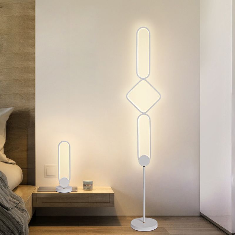 Geometrical Linear Floor Light Artistic Metal Bedroom Standing Light