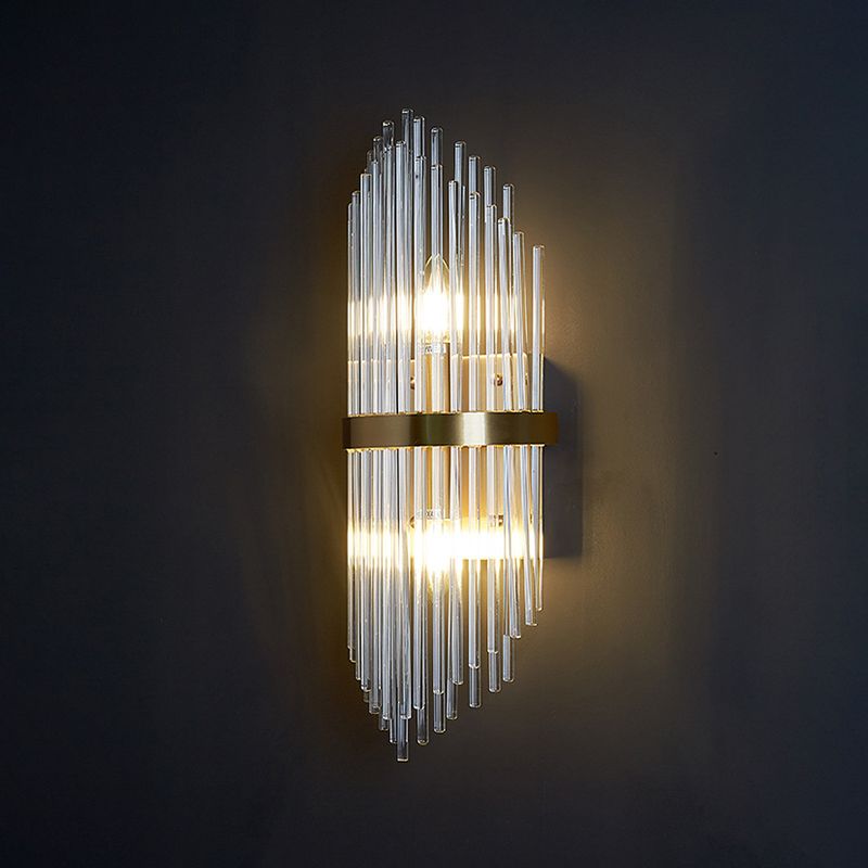 Geometrischer Schatten 2-Lights Wandleuchten Moderner Kristallwandmontageleuchte in Messing