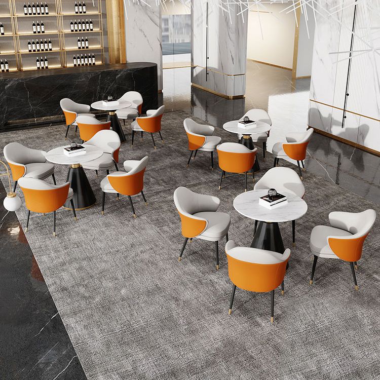 Metal Traditional Luxury Round Table Sintered Stone Top Indoor Table with Pedestal