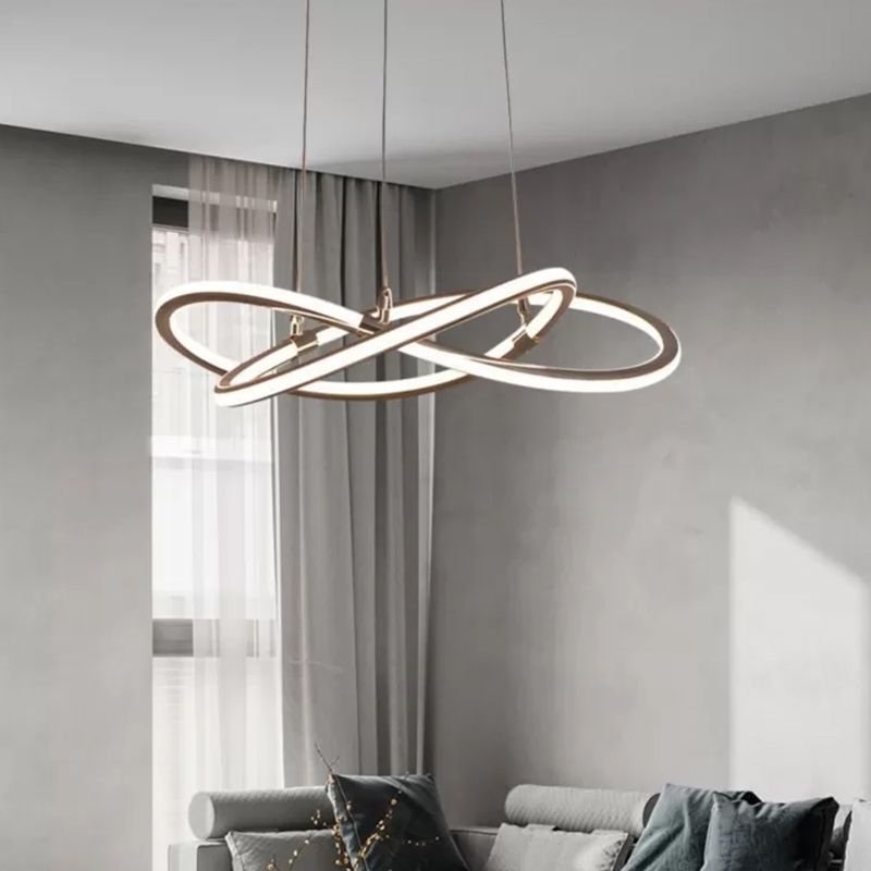 Modern Metal Hanging Ceiling Lights Linear Pendant Chandelier for Dining Room