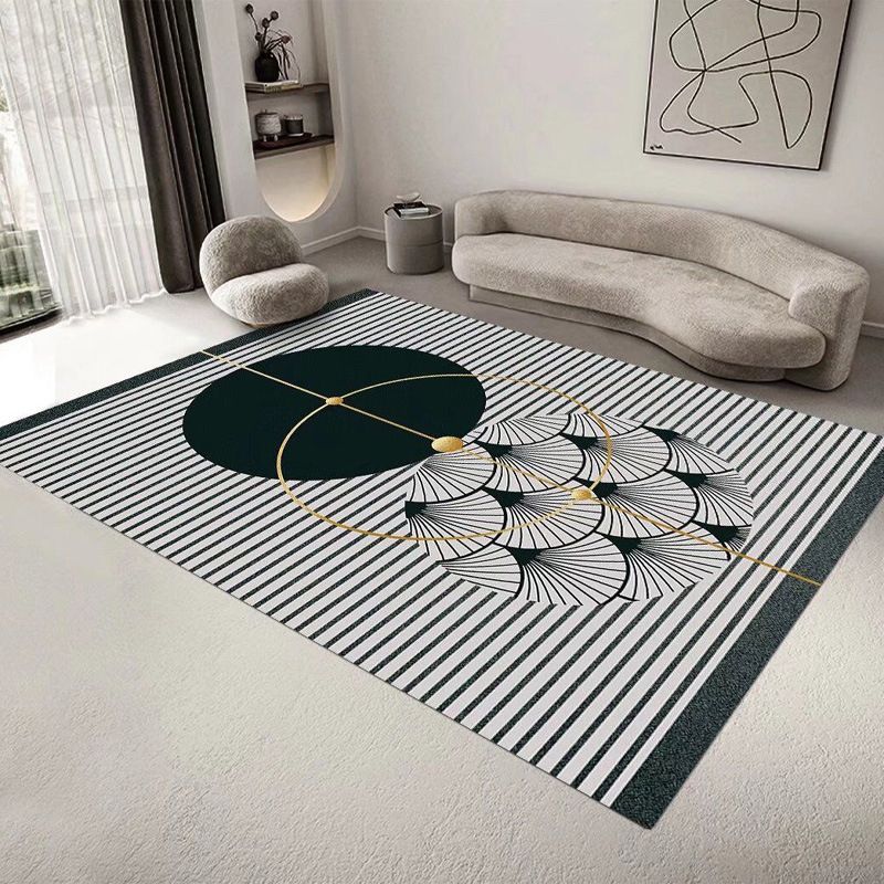 Tapis de motif abstrait rose Polyester moderne tapis lavable pour le salon