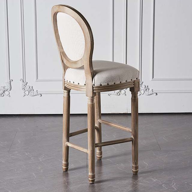 Full Back Upholstered Armless Bar Stool with Solid Wood Base