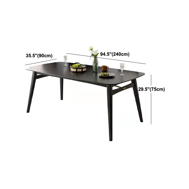 Modern Black Dining Room Collection Tripod Base Solid Wood Dining Table