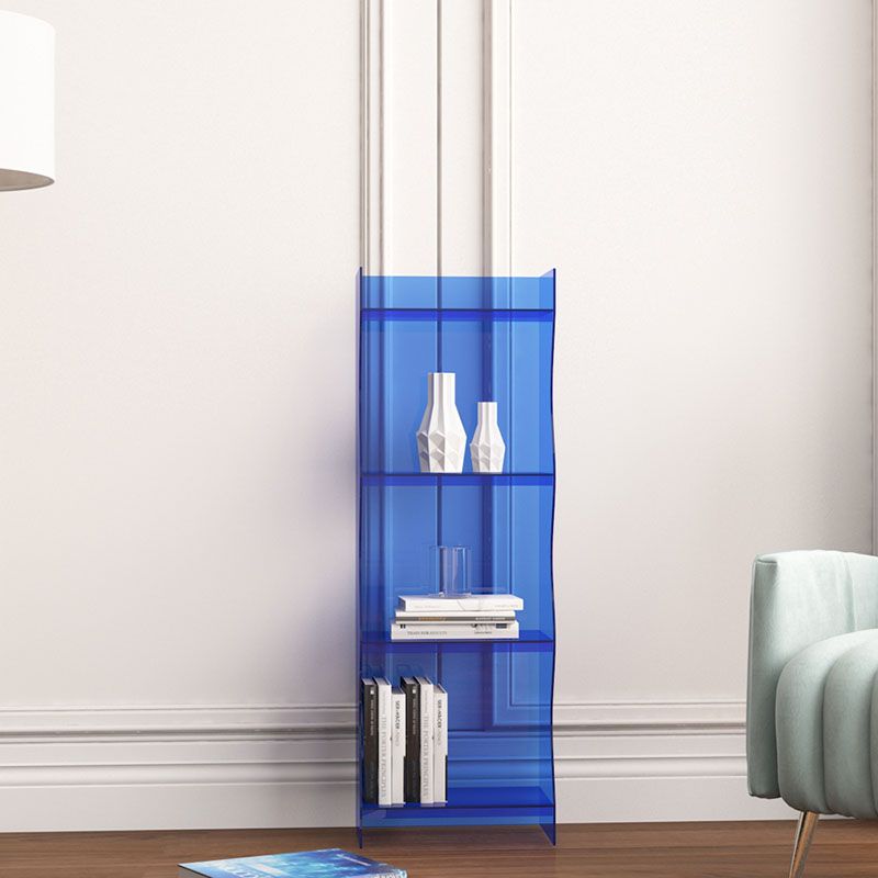 Contemporary Closed Back Bookshelf Acrylic Shelf Bookcase with Shelves