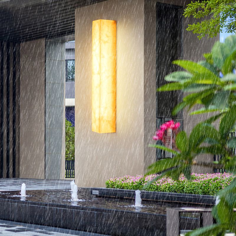 Modern Style Mica Wall Light White Cuboid Shape Wall Sconce for Bedroom